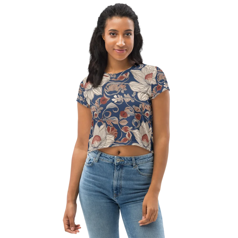 Blue Hour Botanica on Crop Tee — Front