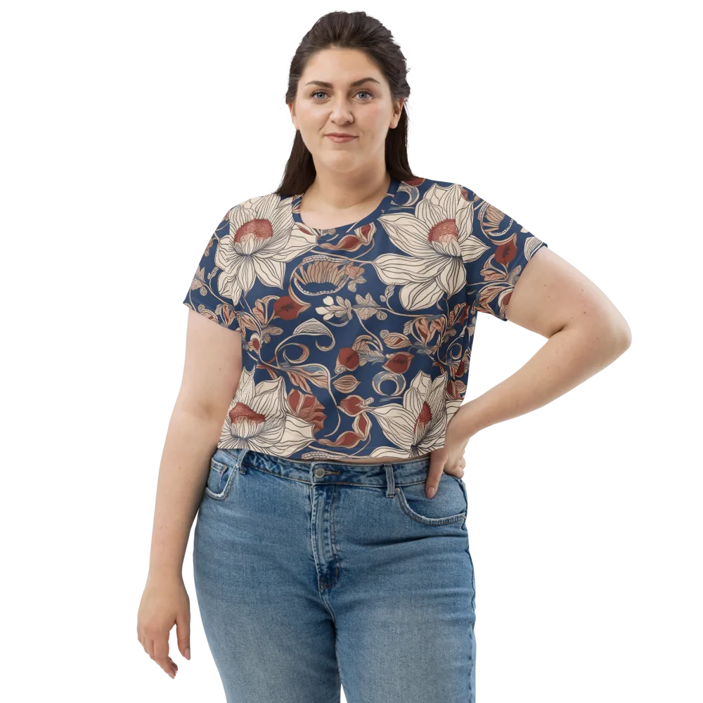 Blue Hour Botanica on Crop Tee — Front