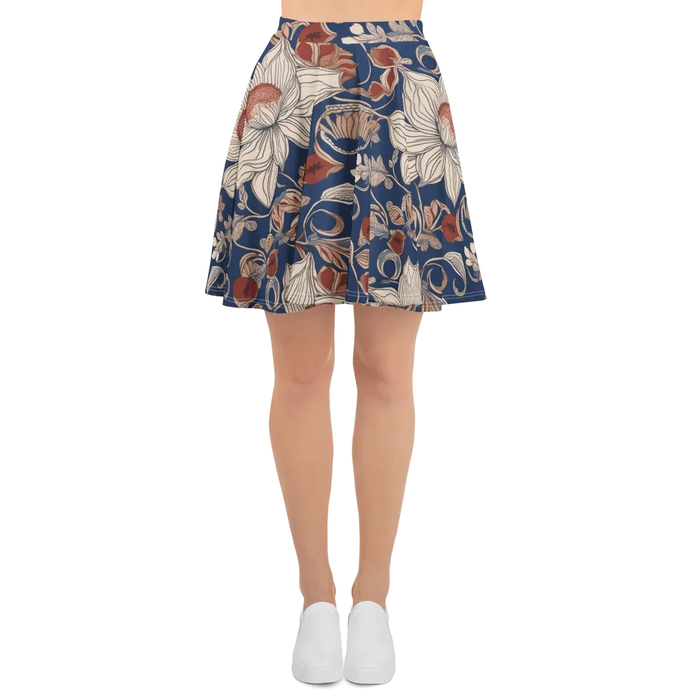 Blue Hour Botanica on Skater Skirt — Front