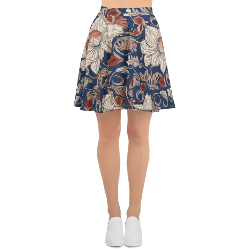 Blue Hour Botanica on a Skater Skirt