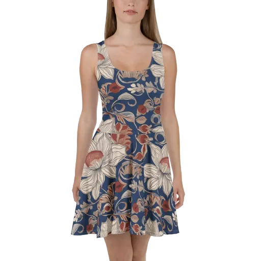 Blue Hour Botanica on a Skater Dress