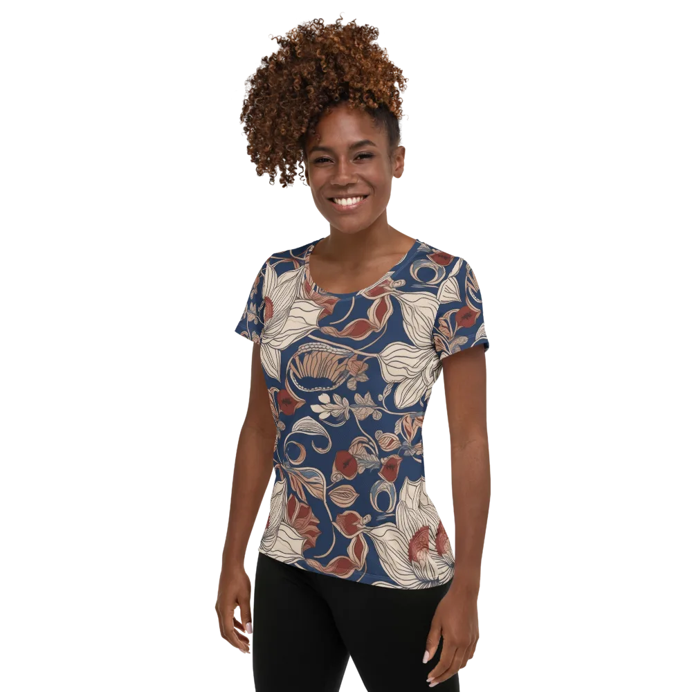 Blue Hour Botanica on Women's Athletic T-Shirt — Left