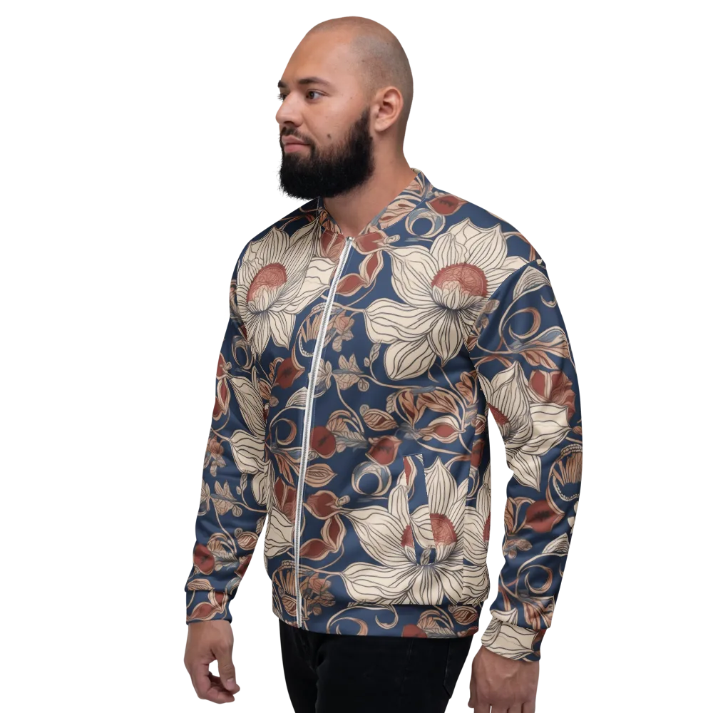 Blue Hour Botanica on Bomber Jacket — Left