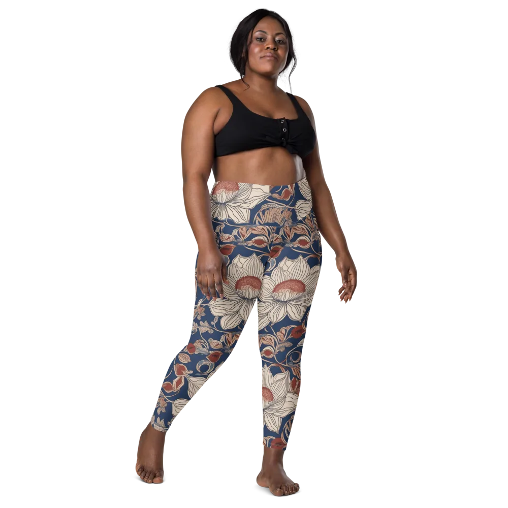 Blue Hour Botanica on Leggings with Pockets — Front