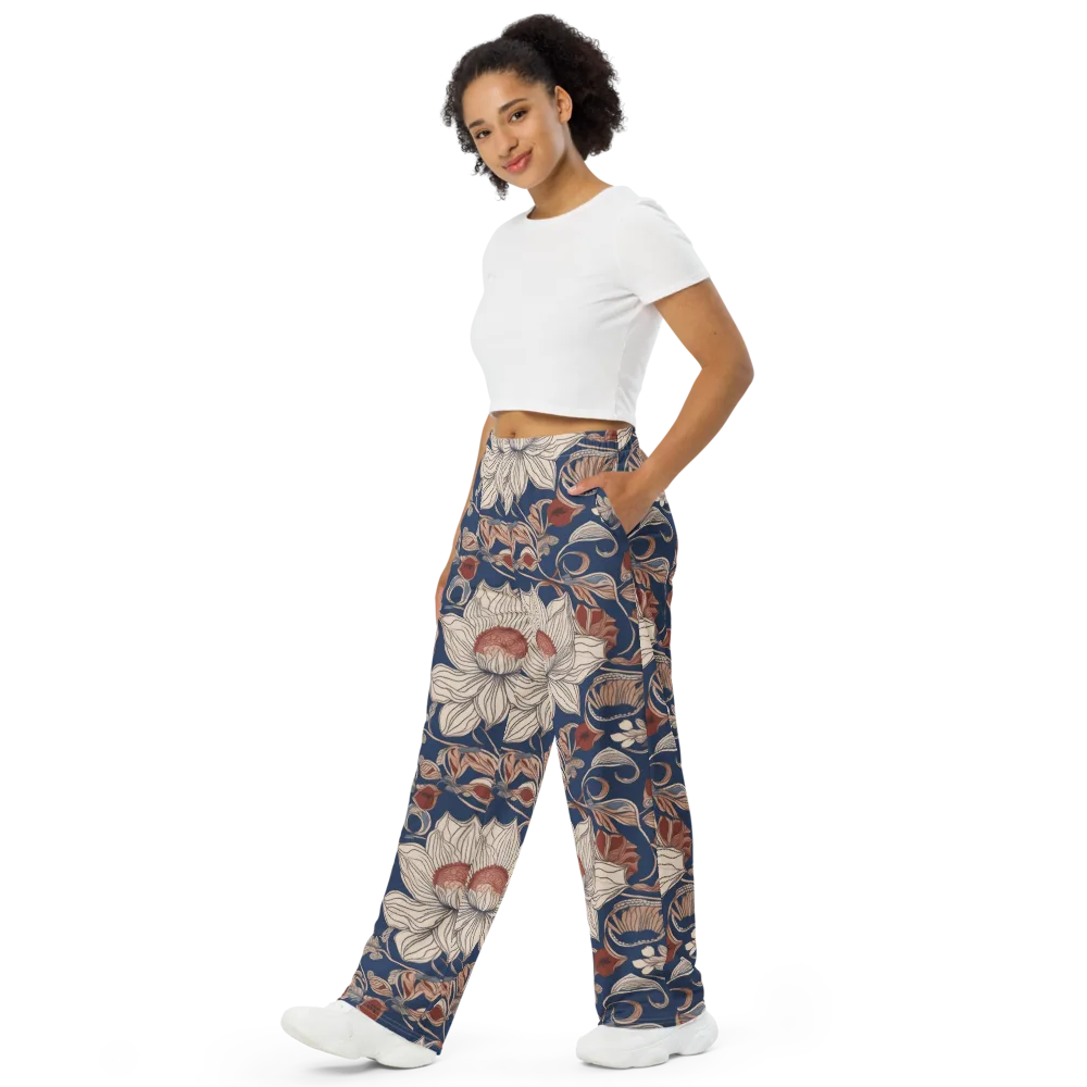 Blue Hour Botanica on Wide-Leg Pants — Left Front