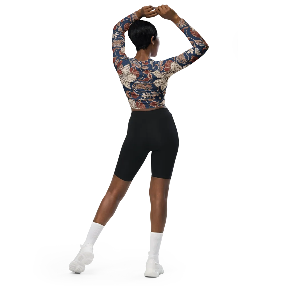 Blue Hour Botanica on Long Sleeve Crop Top — Back
