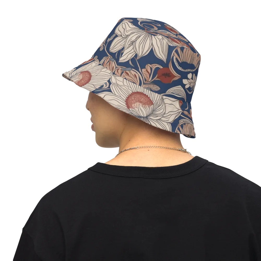 Blue Hour Botanica on Reversible Bucket Hat — Back Inside