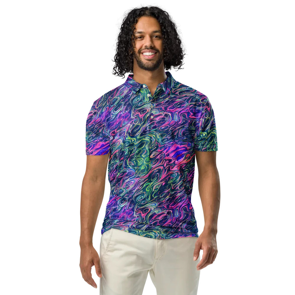 Electric Fluid on Men's Slim Fit Polo Shirt — Front