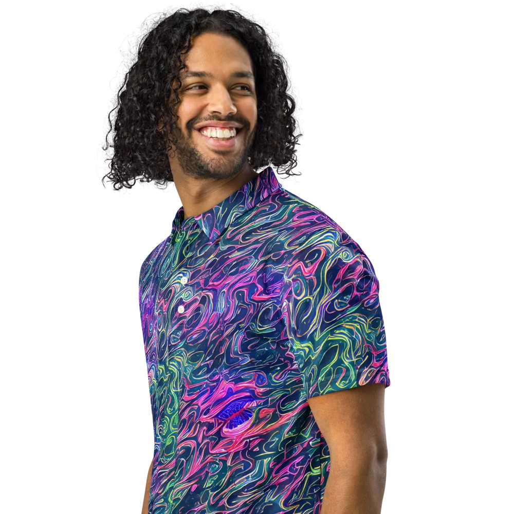 Electric Fluid on Men's Slim Fit Polo Shirt — Left Front