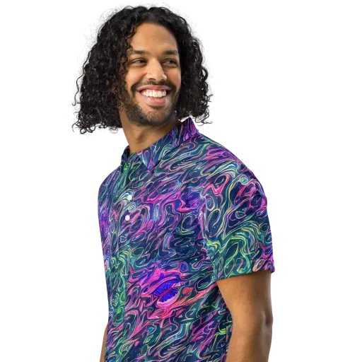 Electric Fluid on a Men's Slim Fit Polo Shirt