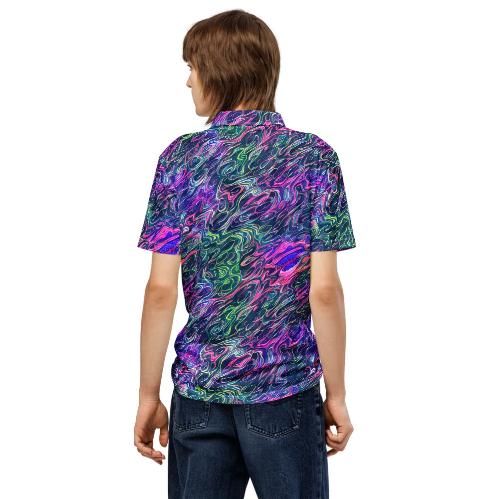 Electric Fluid on Men's Slim Fit Polo Shirt — Back