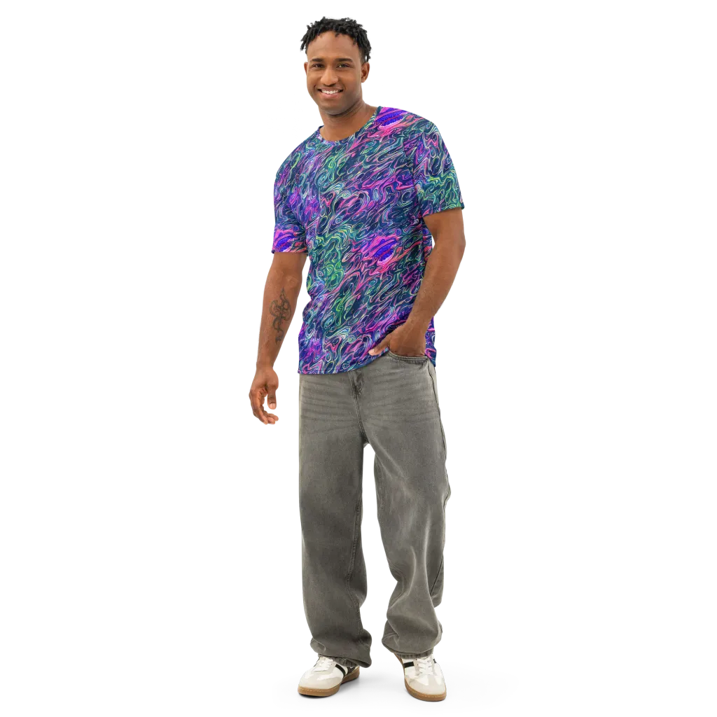 Electric Fluid on Men's Cotton Crew Neck T-Shirt — Front