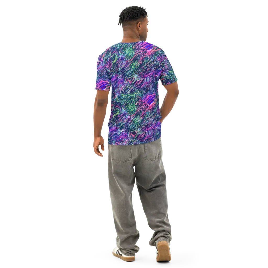 Electric Fluid on Men's Cotton Crew Neck T-Shirt — Back