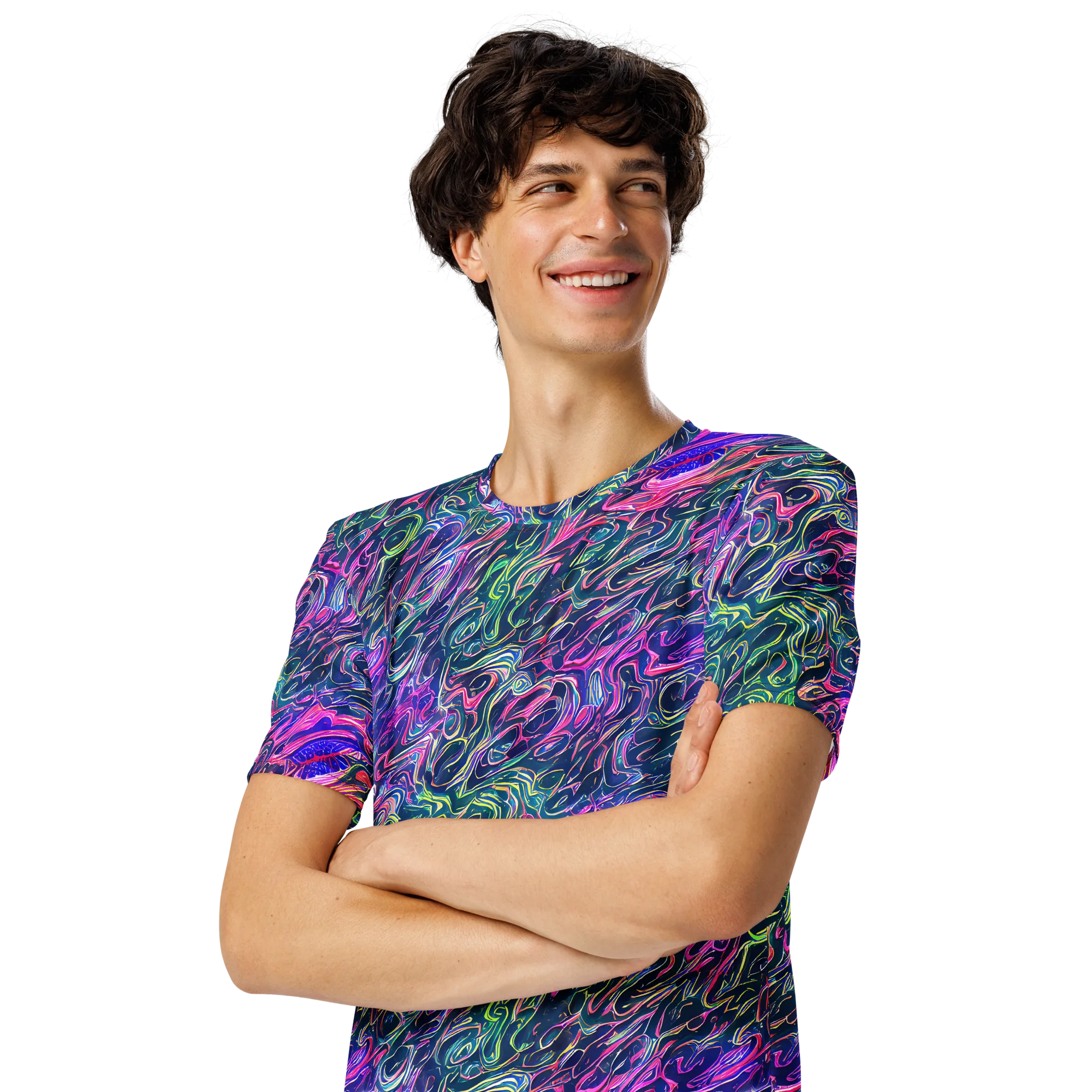 Electric Fluid on Men's Crew Neck T-Shirt — Left Front