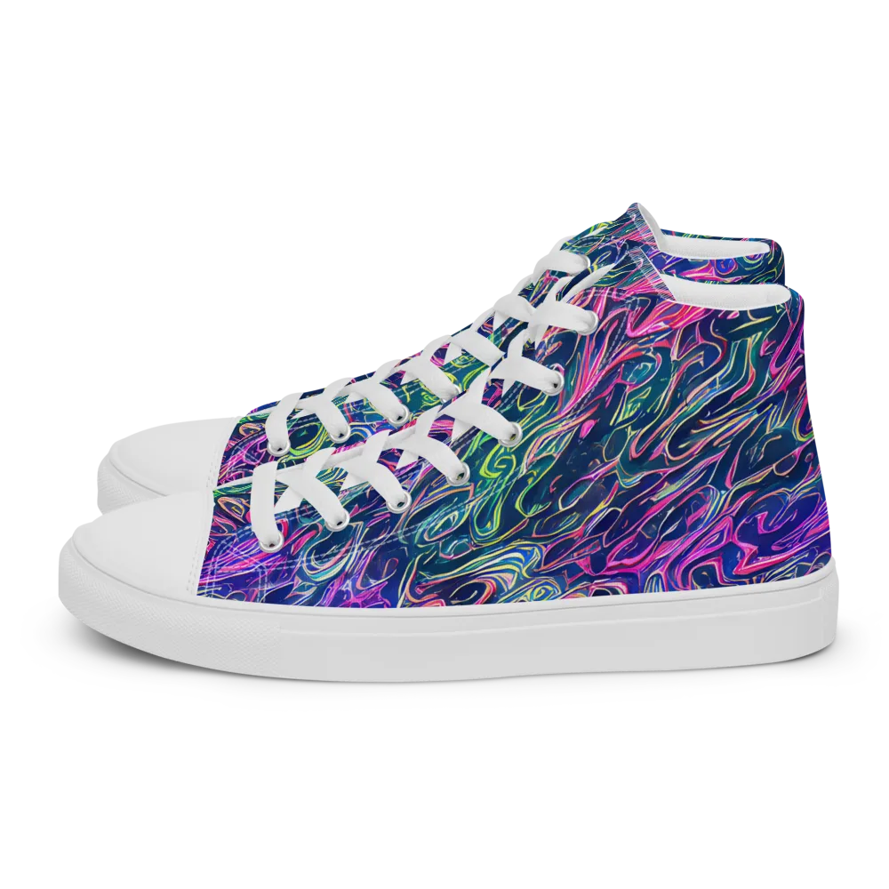 Electric Fluid on Men's High Top Canvas Shoes — Left