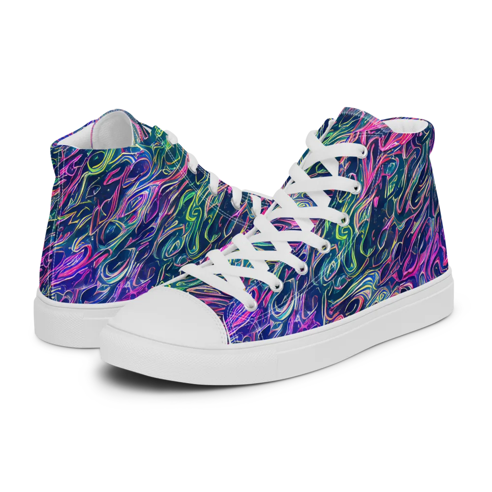 Electric Fluid on Men's High Top Canvas Shoes — Left