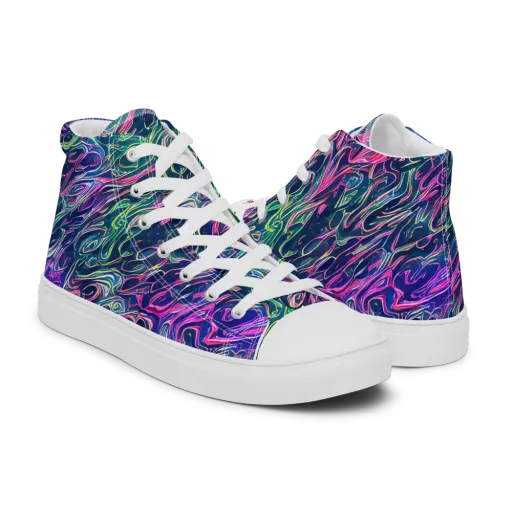 Electric Fluid on a Men's High Top Canvas Shoes
