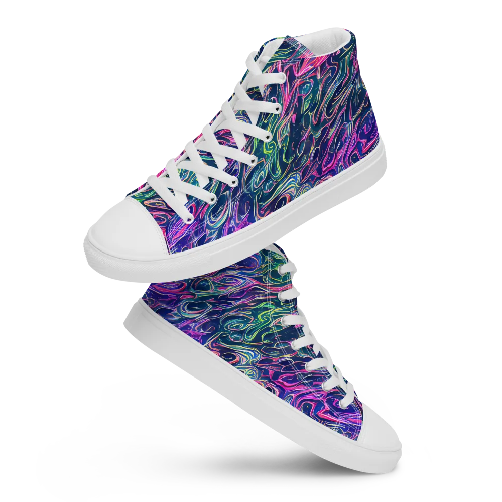 Electric Fluid on Men's High Top Canvas Shoes — Front