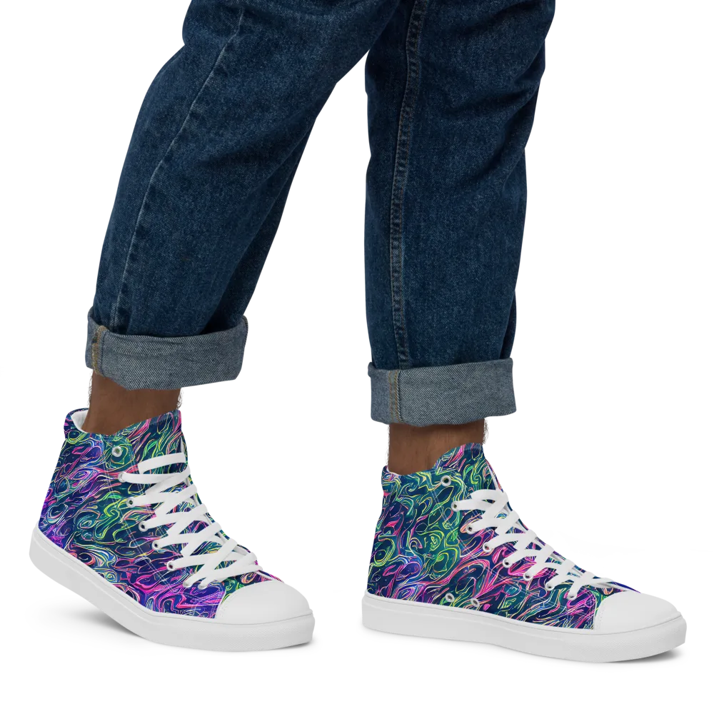 Electric Fluid on Men's High Top Canvas Shoes — Right
