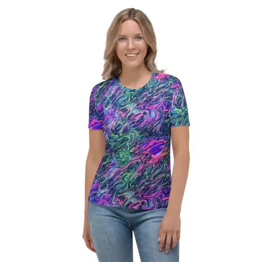 Electric Fluid on a Women's Crew Neck T-Shirt