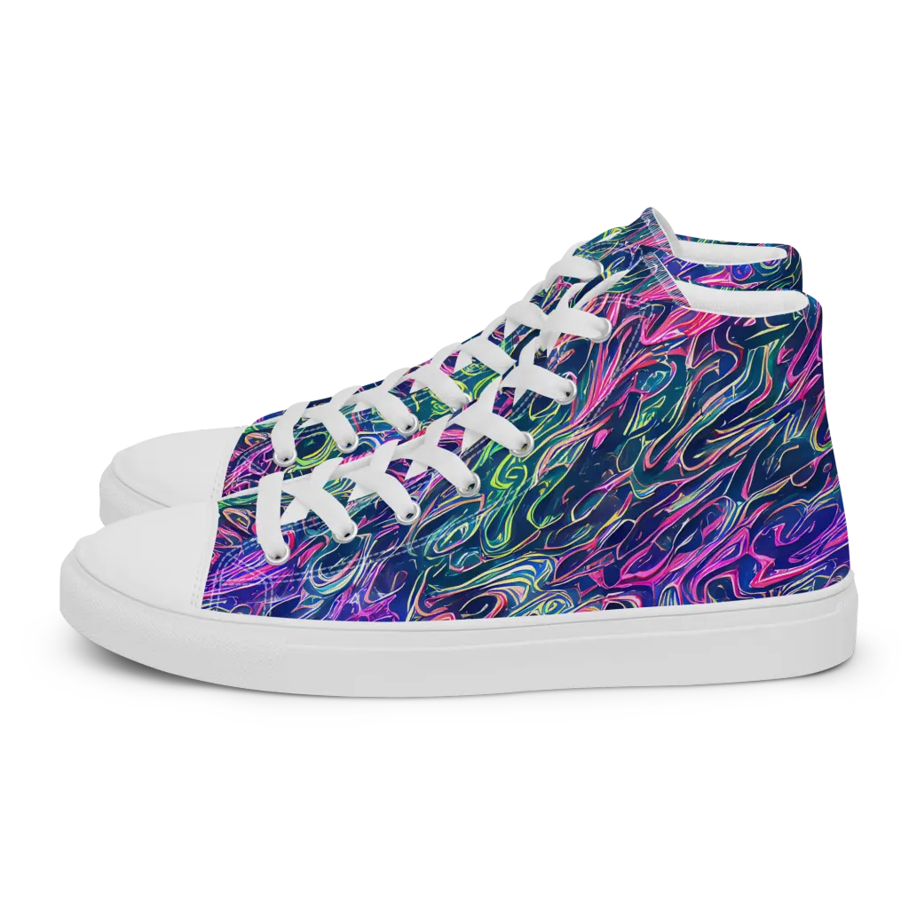 Electric Fluid on Women's High Top Canvas Shoes — Left