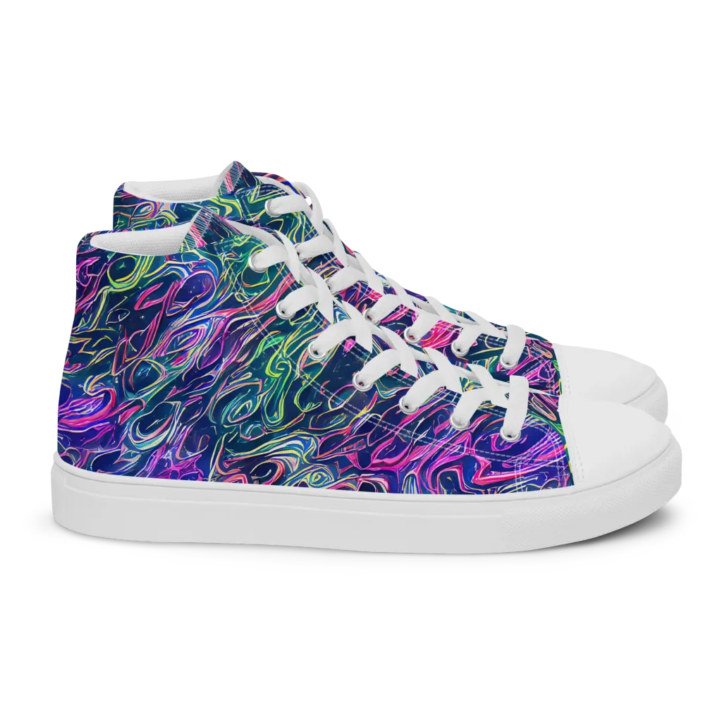 Electric Fluid on Women's High Top Canvas Shoes — Right