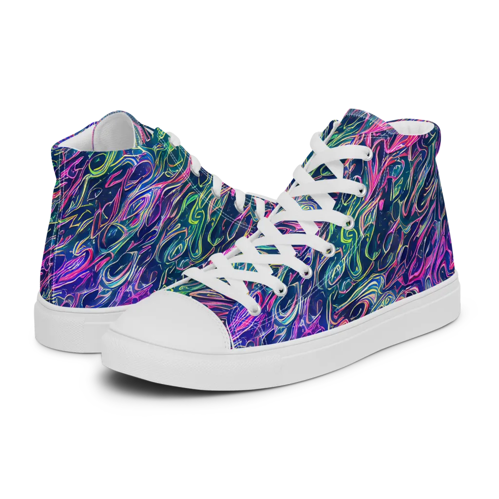 Electric Fluid on Women's High Top Canvas Shoes — Left