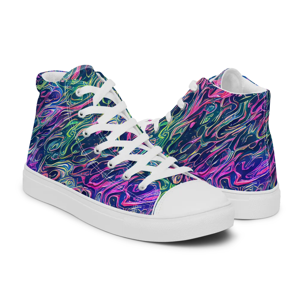 Electric Fluid on Women's High Top Canvas Shoes — Right