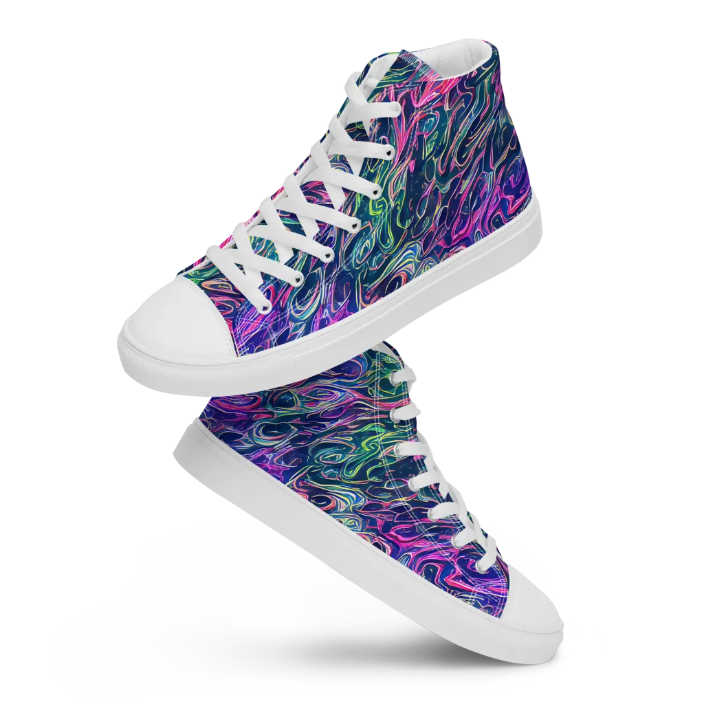 Electric Fluid on Women's High Top Canvas Shoes — Front