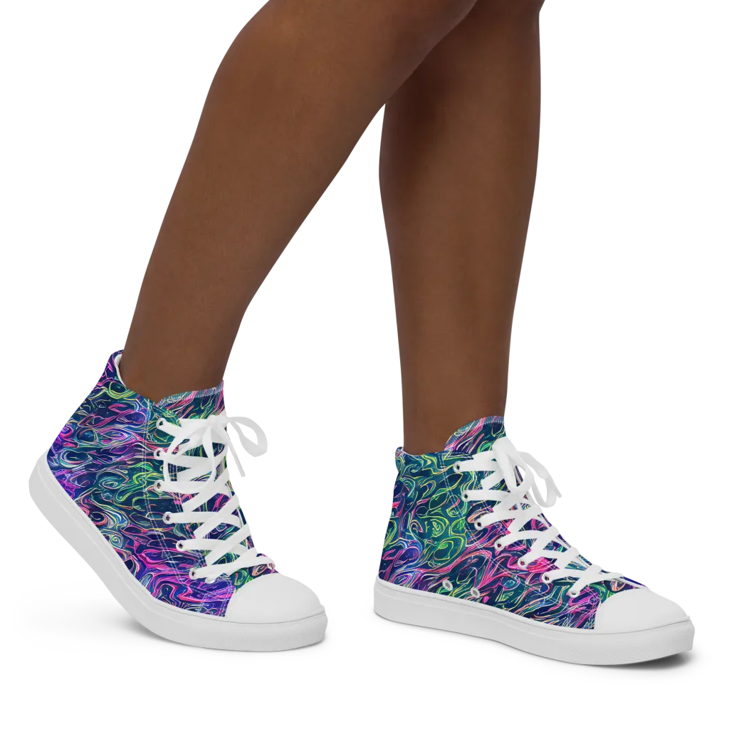 Electric Fluid on Women's High Top Canvas Shoes — Right