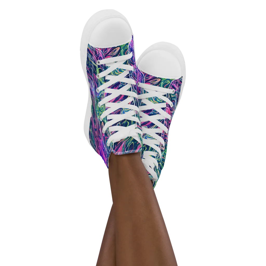 Electric Fluid on Women's High Top Canvas Shoes — Front