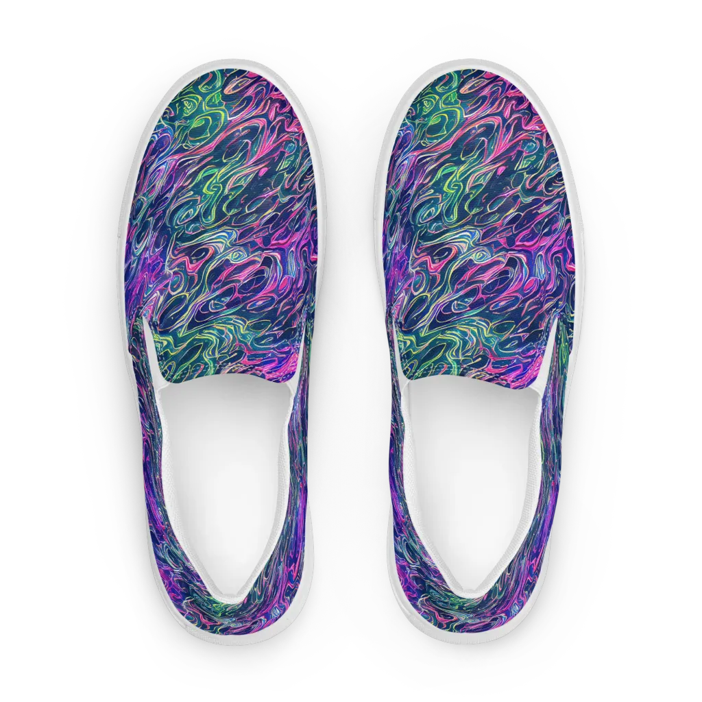 Electric Fluid on Men's Slip-On Canvas Shoes — Front