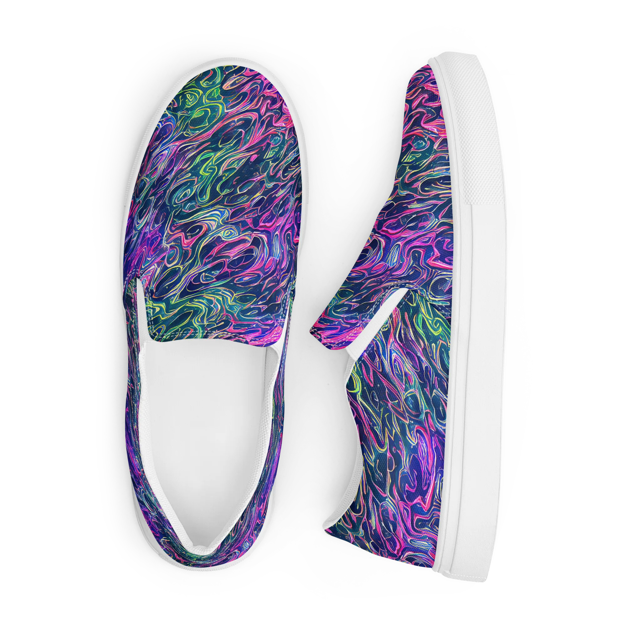 Electric Fluid on Men's Slip-On Canvas Shoes — Front