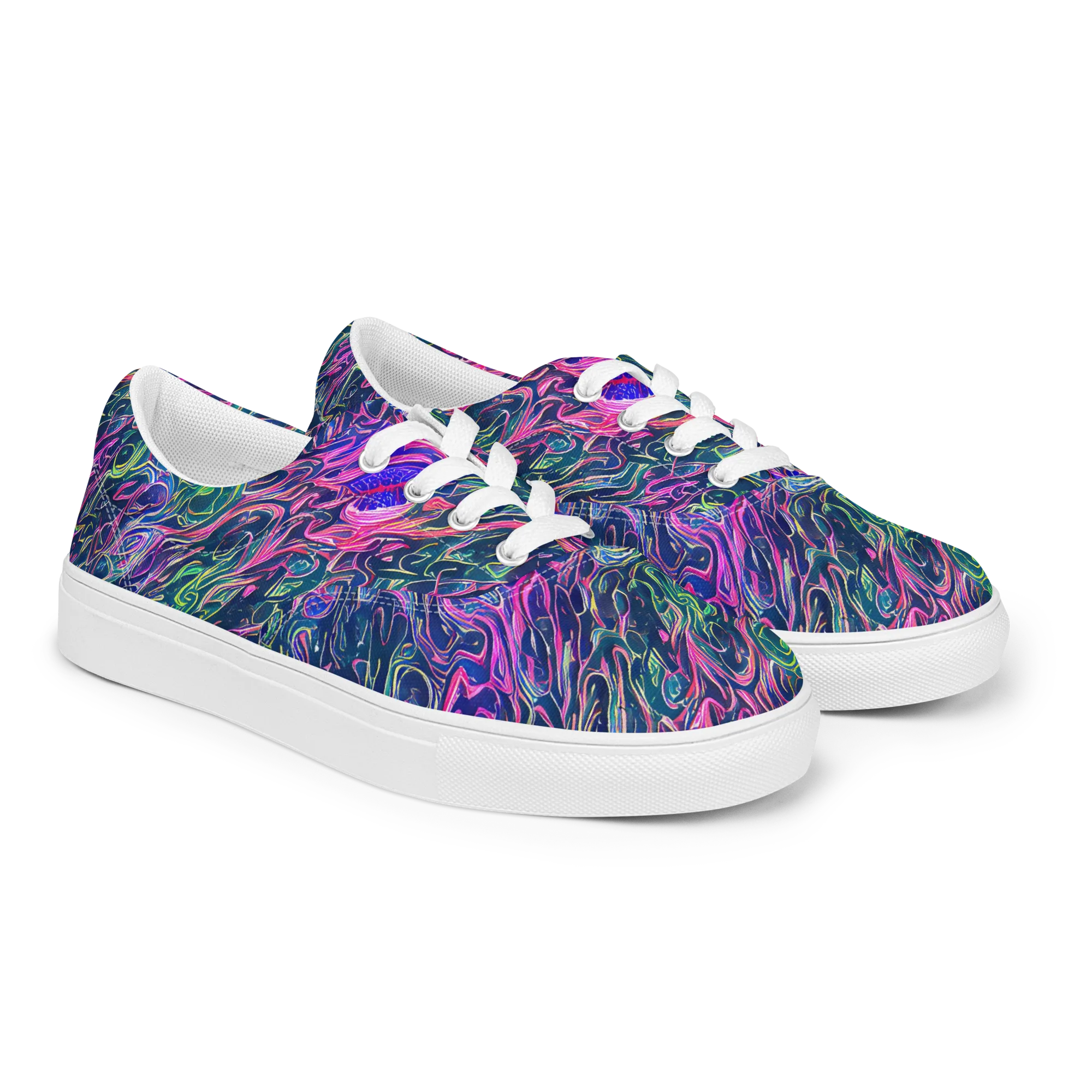 Electric Fluid on Men's Lace-Up Canvas Shoes — Right Front