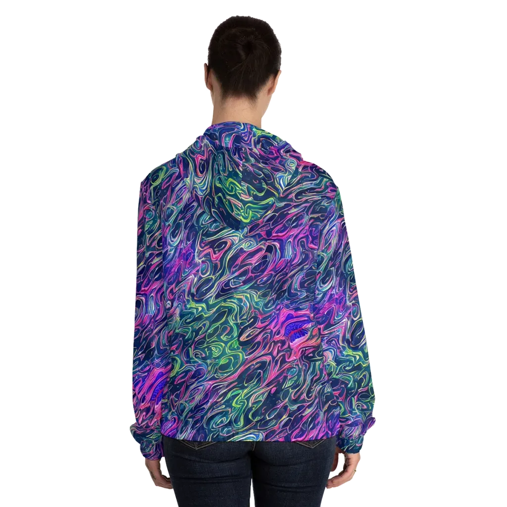 Electric Fluid on Women's Full-Zip Hoodie — Back On Person