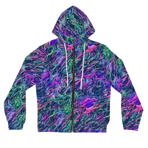 Electric Fluid on a Women's Full-Zip Hoodie