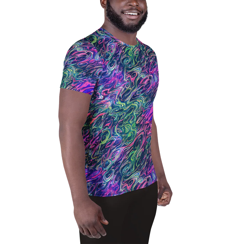 Electric Fluid on Men's Athletic T-Shirt — Right