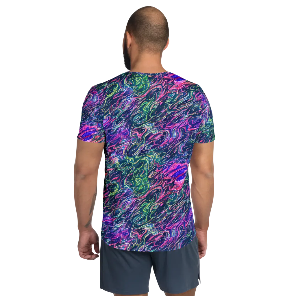 Electric Fluid on Men's Athletic T-Shirt — Back