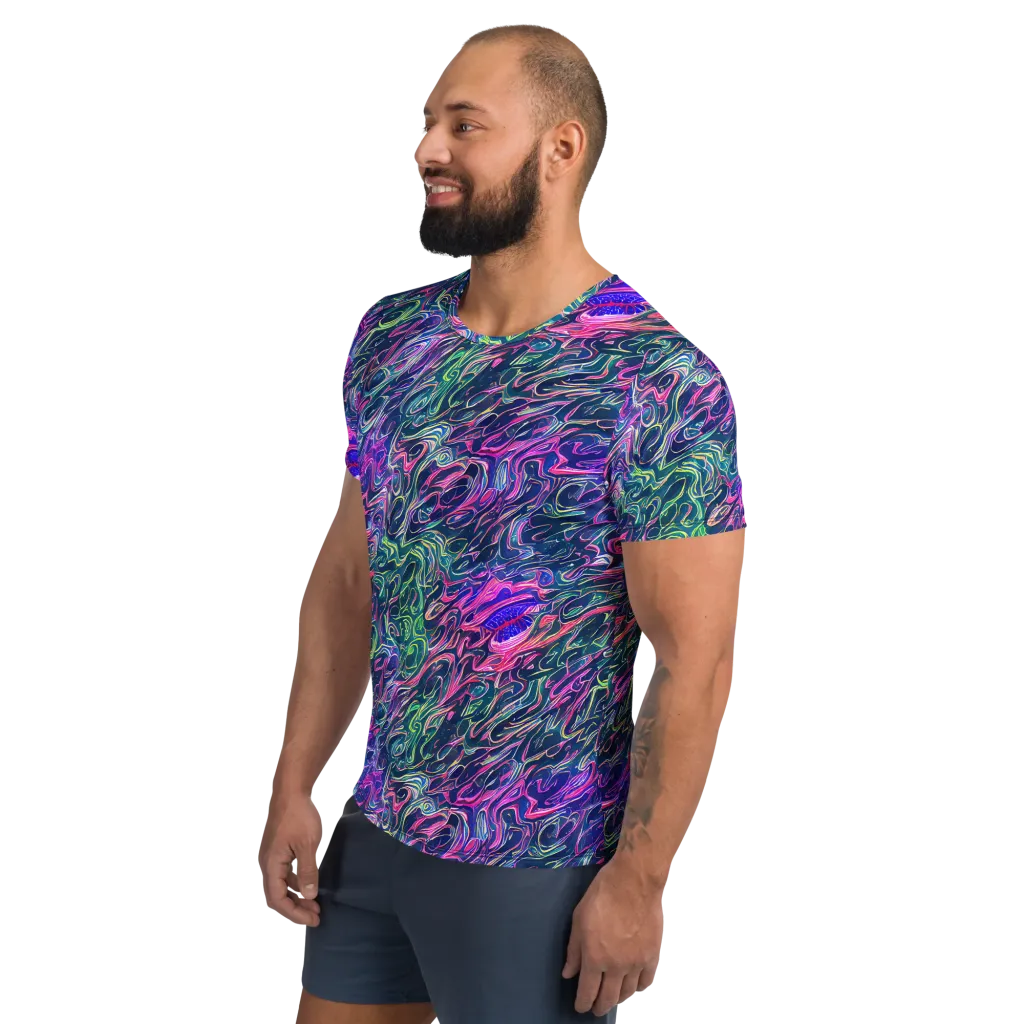 Electric Fluid on Men's Athletic T-Shirt — Left