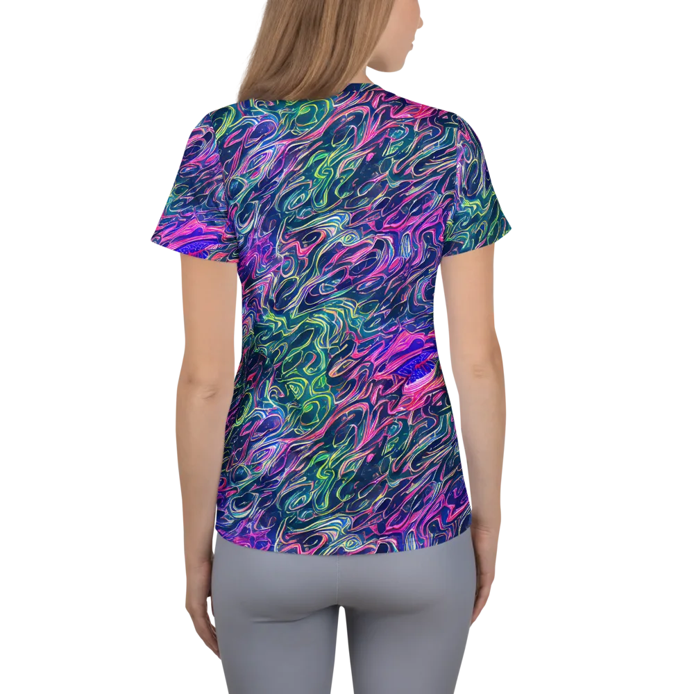 Electric Fluid on Women's Athletic T-Shirt — Back
