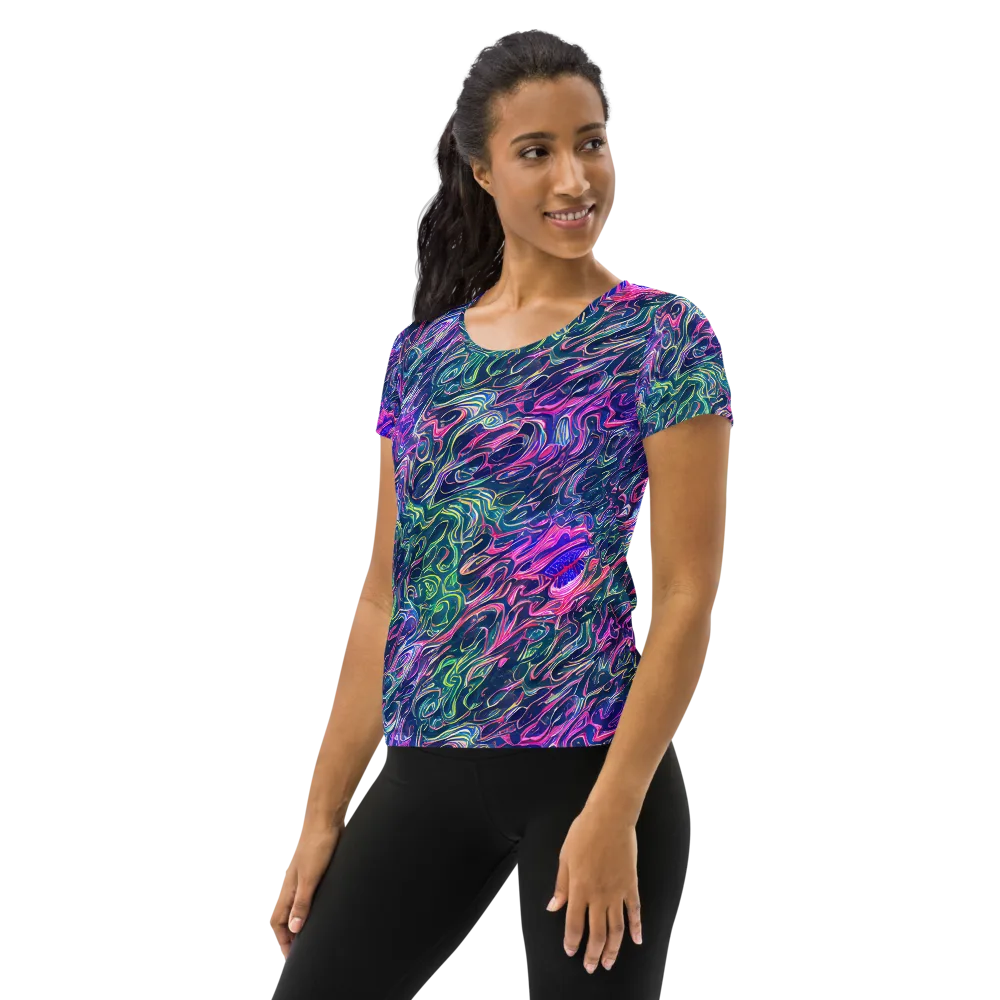 Electric Fluid on Women's Athletic T-Shirt — Left