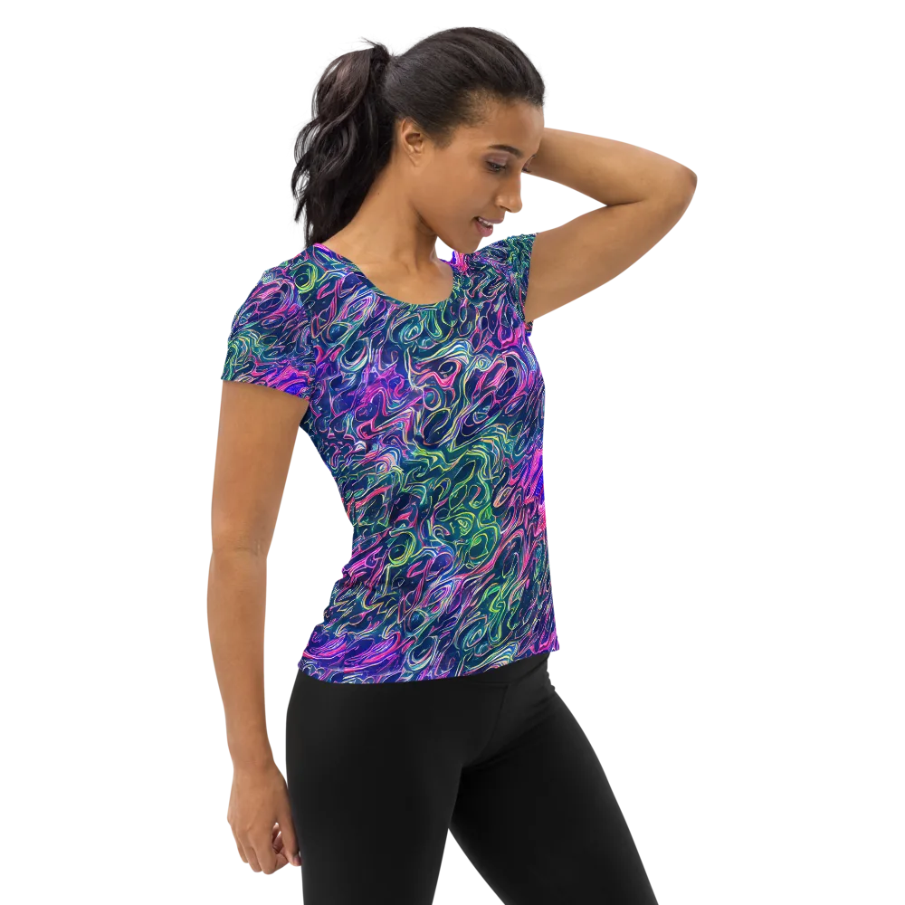 Electric Fluid on Women's Athletic T-Shirt — Right