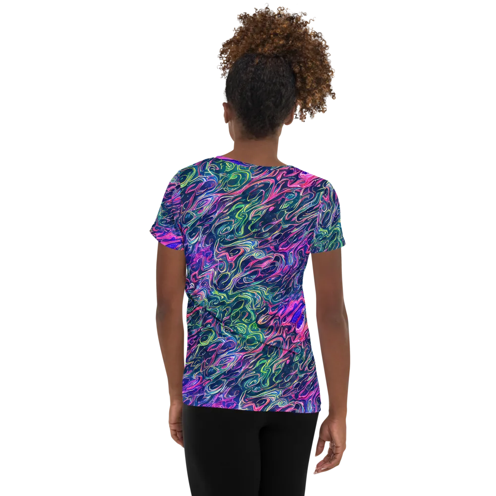 Electric Fluid on Women's Athletic T-Shirt — Back