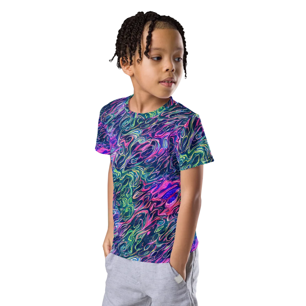 Electric Fluid on Kids Crew Neck T-Shirt — Left Front
