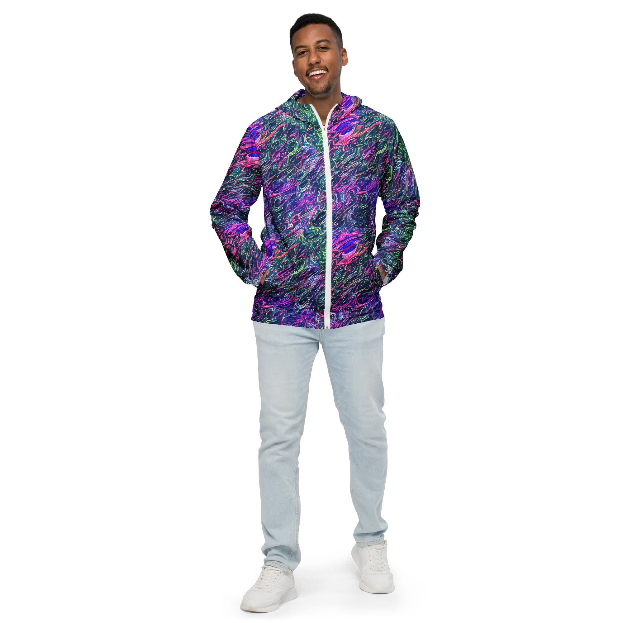 Electric Fluid on Men's Windbreaker — Front