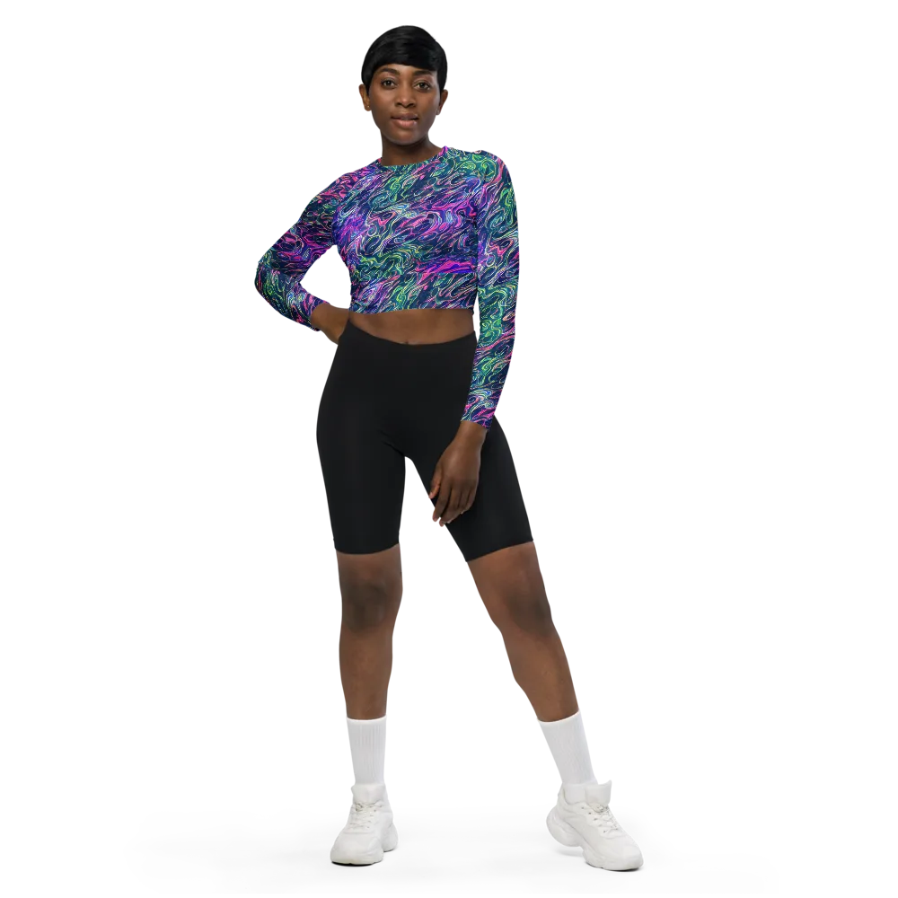 Electric Fluid on Long Sleeve Crop Top — Front