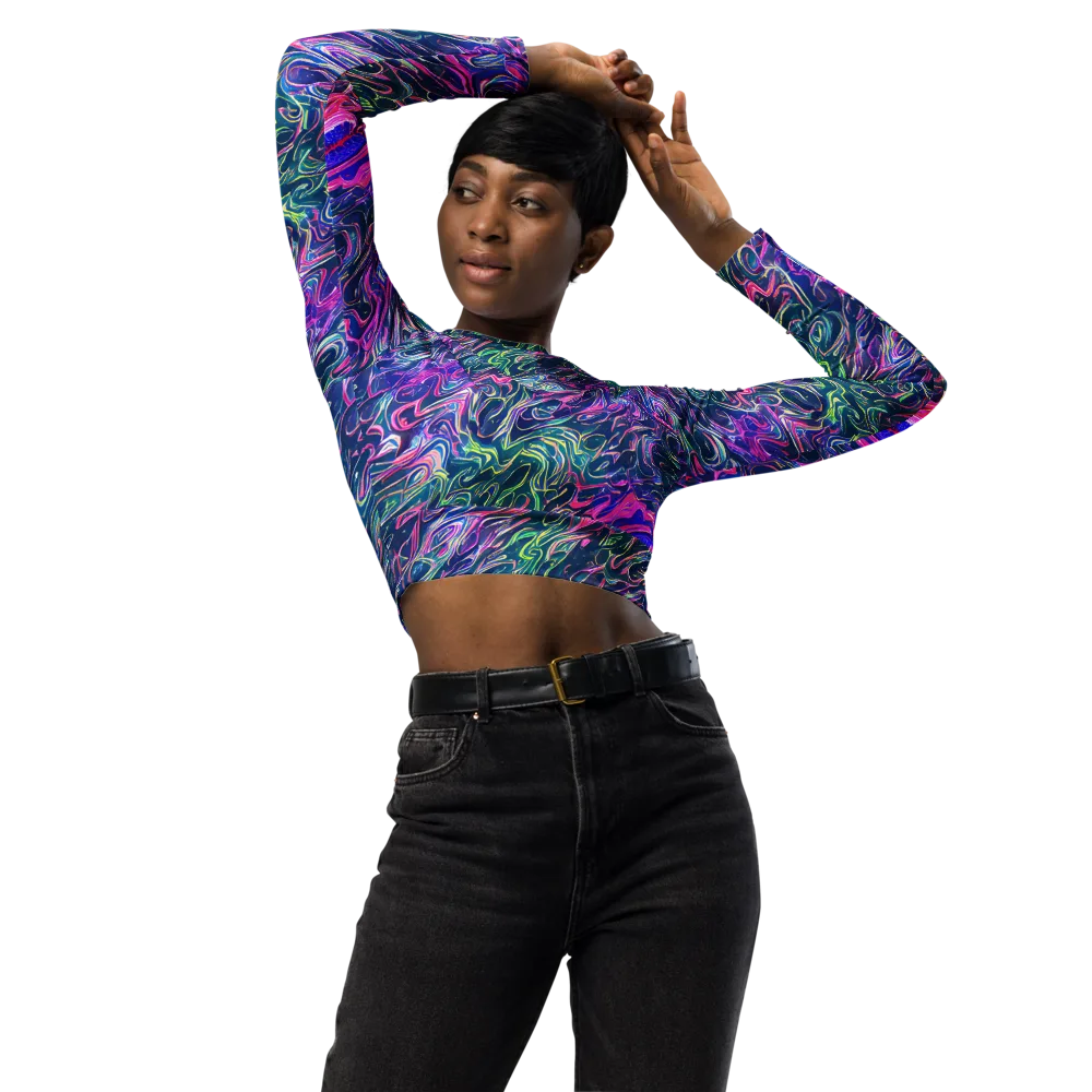 Electric Fluid on Long Sleeve Crop Top — Front