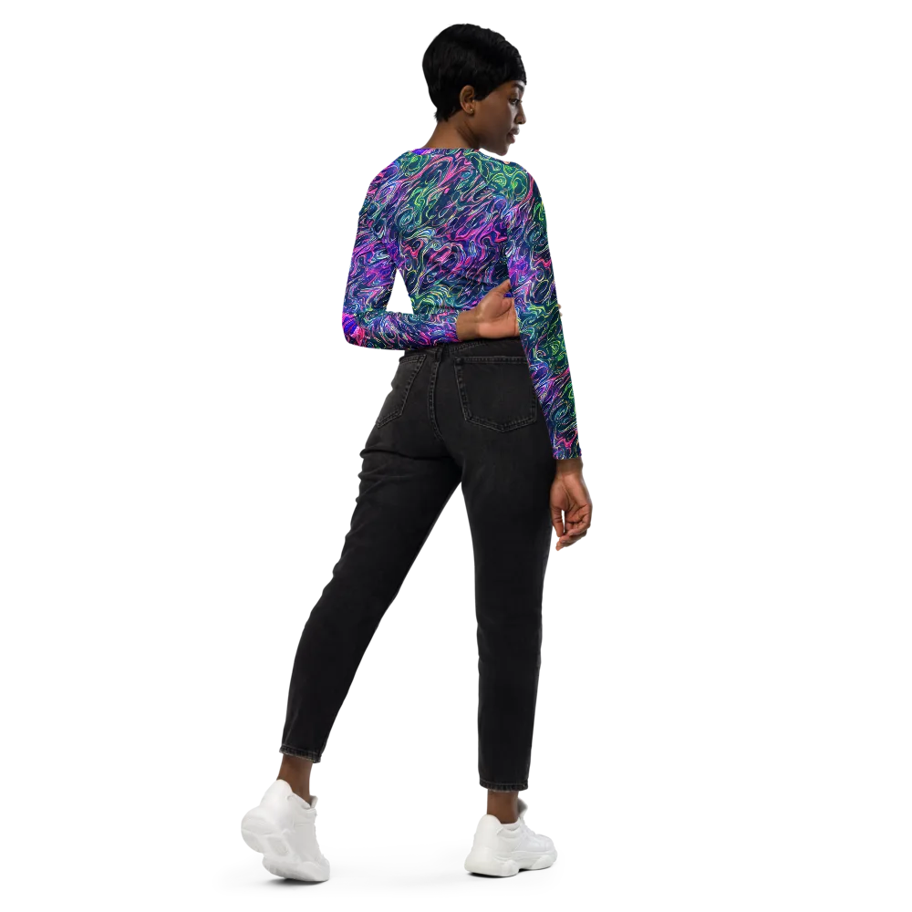 Electric Fluid on Long Sleeve Crop Top — Right Back