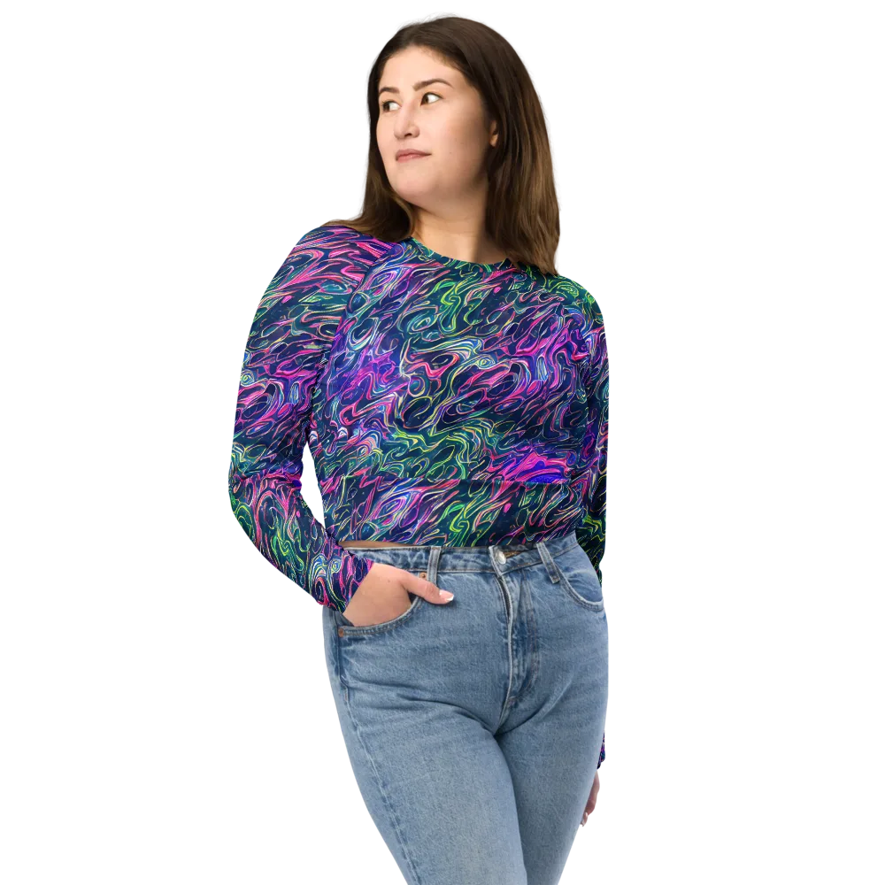 Electric Fluid on Long Sleeve Crop Top — Front