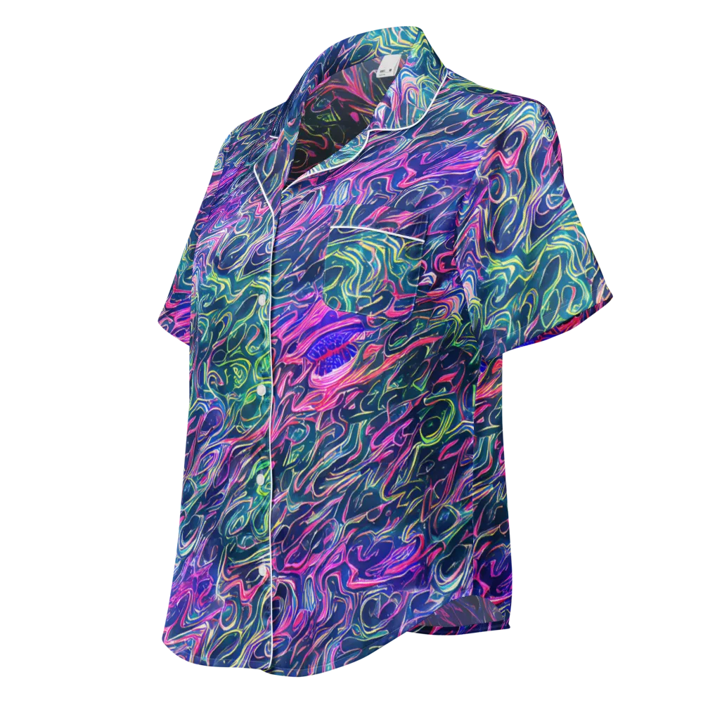 Electric Fluid on Women's Short Sleeve Pajama Top — Left Front